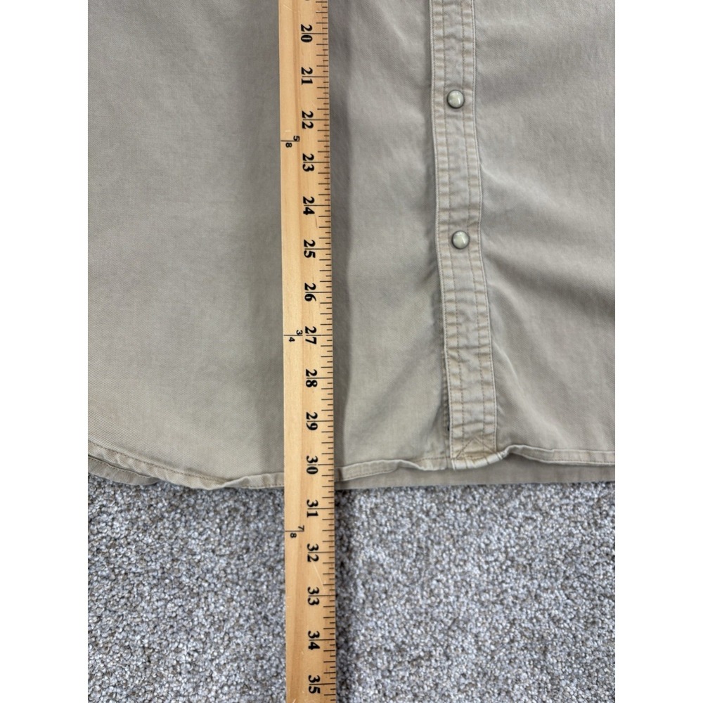 Lucky Brand Pearl Snap Shirt Men's XL Beige Saturday Stretch Western Americana - Picture 10 of 12